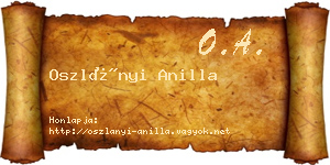 Oszlányi Anilla névjegykártya